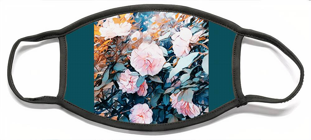 Soft Roses Face Mask featuring the digital art Softly Speaks These Roses by Pamela Smale Williams
