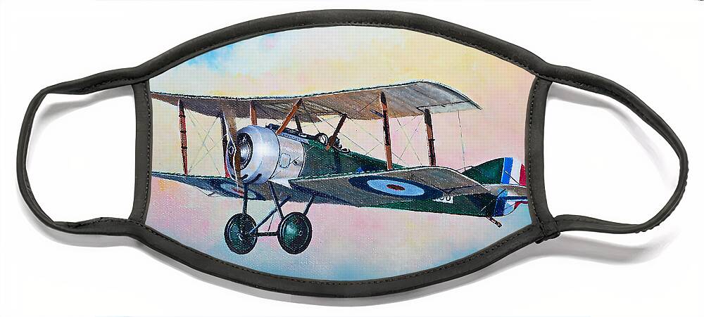 Aviation Face Mask featuring the painting Sopwith Pup Fighter by Douglas Castleman