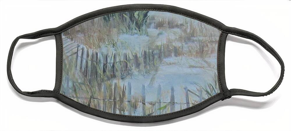 Acrylic Face Mask featuring the painting South Jersey Dunes by Paula Pagliughi