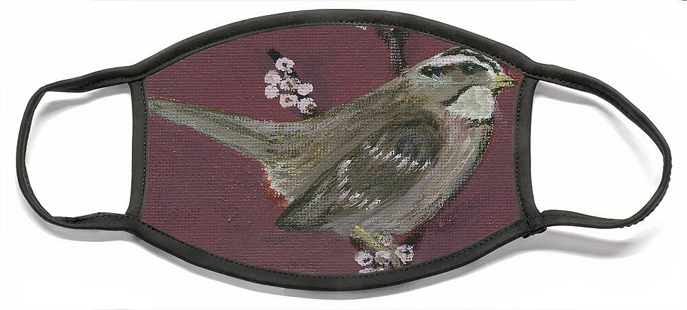 Bird Face Mask featuring the painting Sparrow by Tim Nyberg