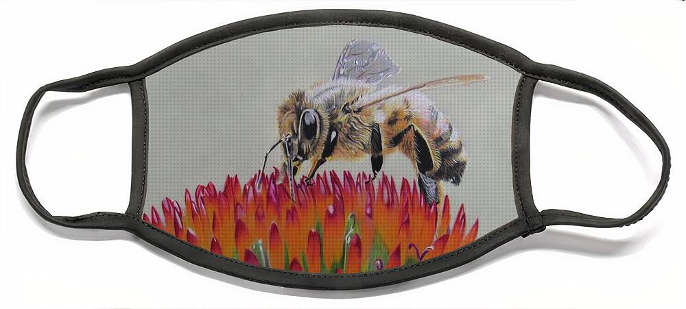 Bee Face Mask featuring the drawing Spiked Softness by Kelly Speros