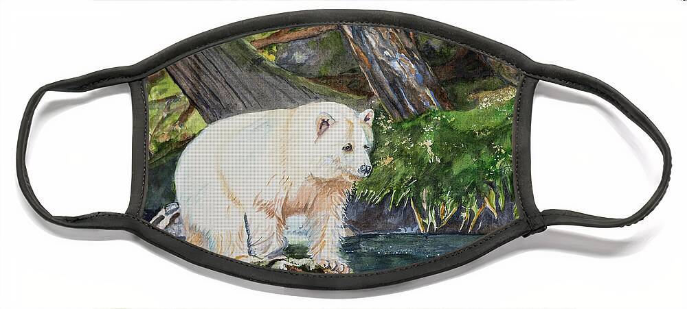 Bear Face Mask featuring the painting Spirit Bear by Barbara F Johnson