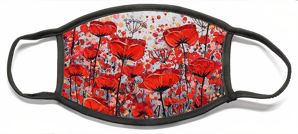 Red Poppies Face Mask featuring the painting Splendor of Poppies by Amanda Dagg
