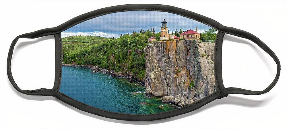 Split Rock Lighthouse Face Mask featuring the photograph Split Rock Lighthouse Aerial by Sebastian Musial
