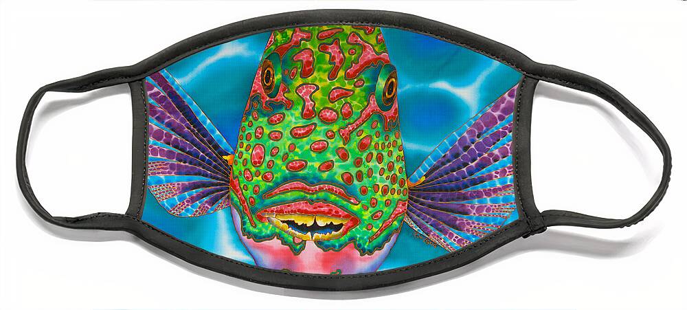Diving Face Mask featuring the painting Bicolor Parrotfish by Daniel Jean-Baptiste