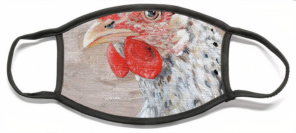 Spring Chicken Is A New Hen Original Fine Art Painting By Annie Troe. Can Be Paired With Egg-scuse-me Painting Face Mask featuring the painting Spring Chicken - Hen Painting by Annie Troe