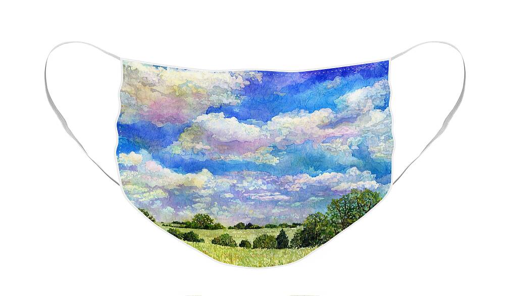 Clouds Face Mask featuring the painting Spring Day by Hailey E Herrera