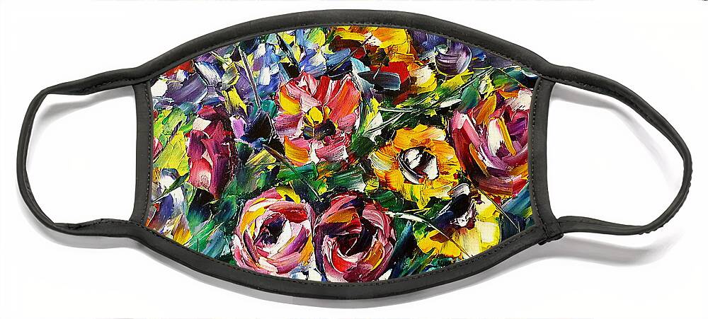 Flower Love Face Mask featuring the painting Spring Flowers by Mirek Kuzniar