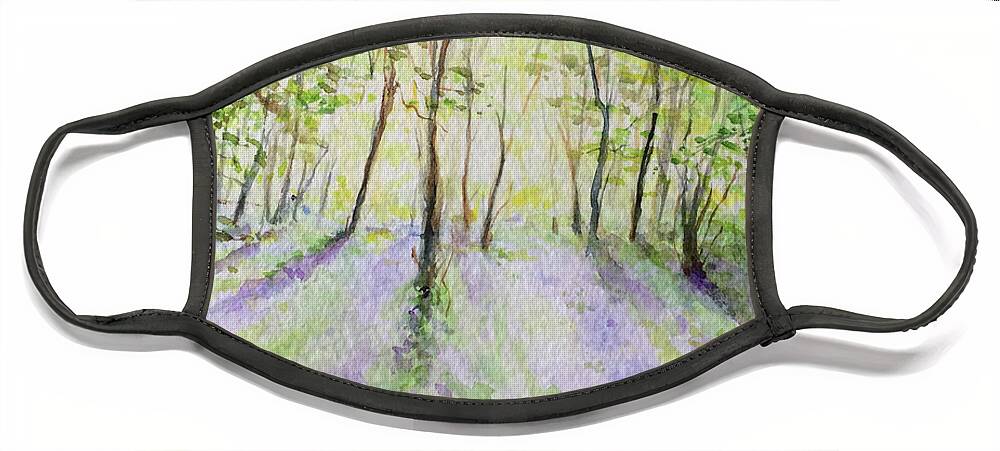 Bluebells Face Mask featuring the painting Spring heralds Summer by Lizzy Forrester