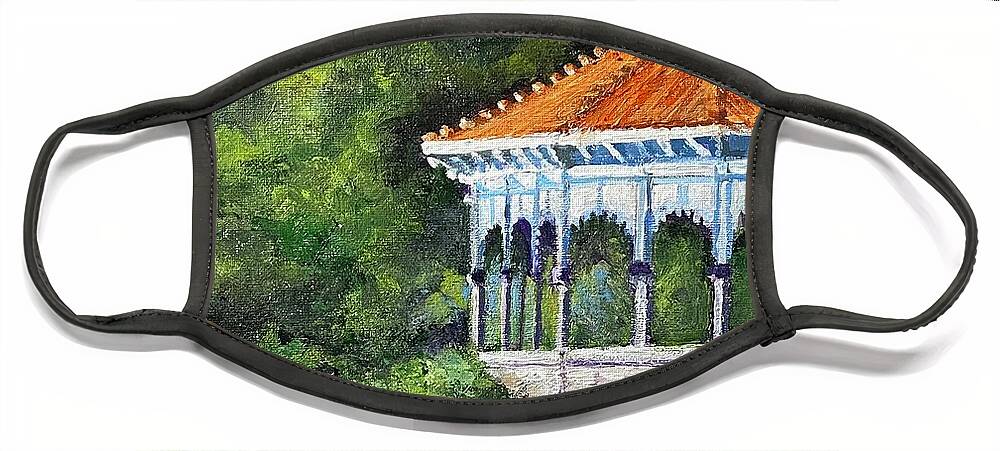  Face Mask featuring the painting Spring House Gazebo by Suzzanna Frank