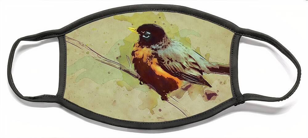Spring Robin Face Mask featuring the photograph Spring Robin South Carolina by Bellesouth Studio