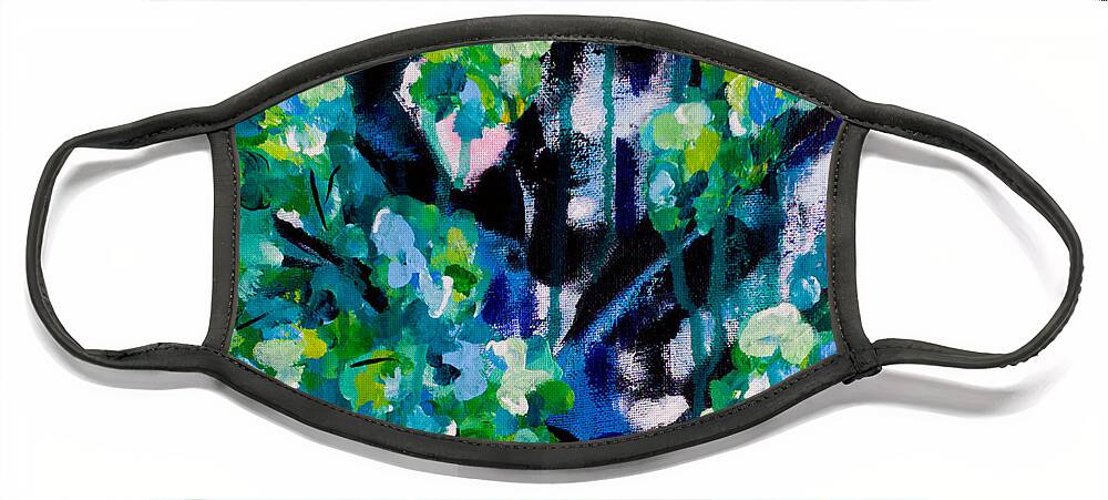 Landscape Face Mask featuring the painting Spring Showers by Beth Ann Scott
