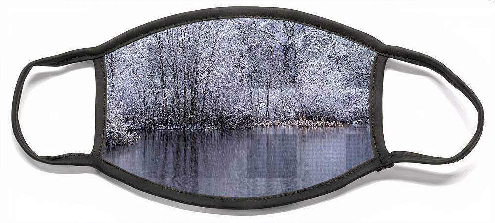 Snowy Lake Face Mask featuring the photograph Spring Snow by William Bretton