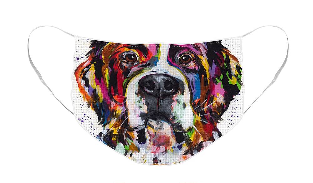 Tracy Miller Artist Face Mask featuring the painting St. Bernard by Tracy Miller