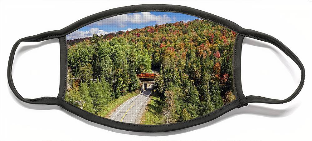  Face Mask featuring the photograph St Lawrence And Atlantic Crossing Rte 114 in Morgan, VT by John Rowe