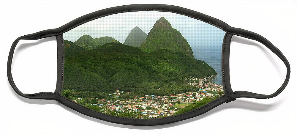 St. Lucia Face Mask featuring the photograph St. Lucia Pitons by Flinn Hackett
