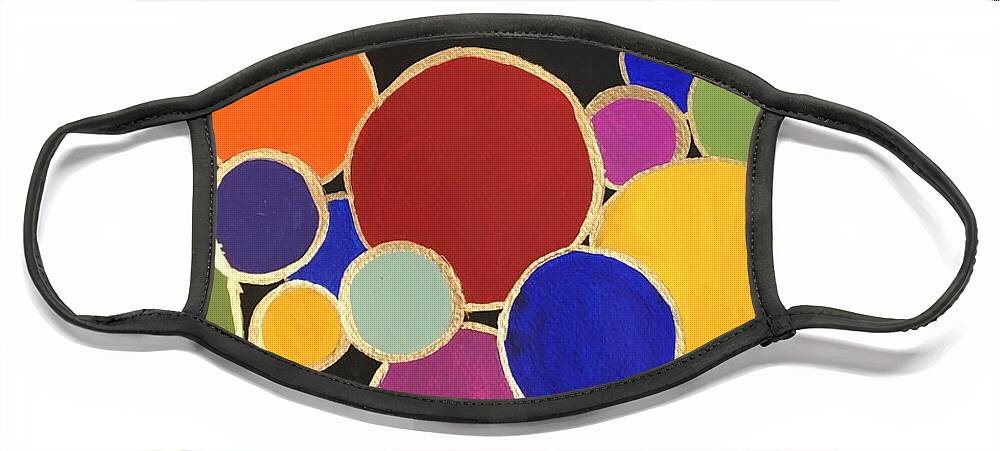 Abstracts Face Mask featuring the painting Stainglass Circles by Debora Sanders