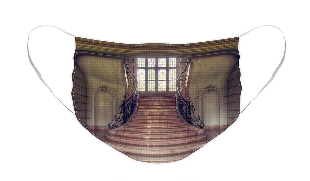 Abandoned Face Mask featuring the photograph Staircase by Roman Robroek
