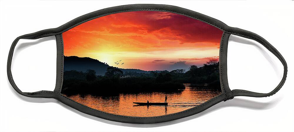 Sunset Face Mask featuring the photograph Standing in this Dream by Philippe Sainte-Laudy