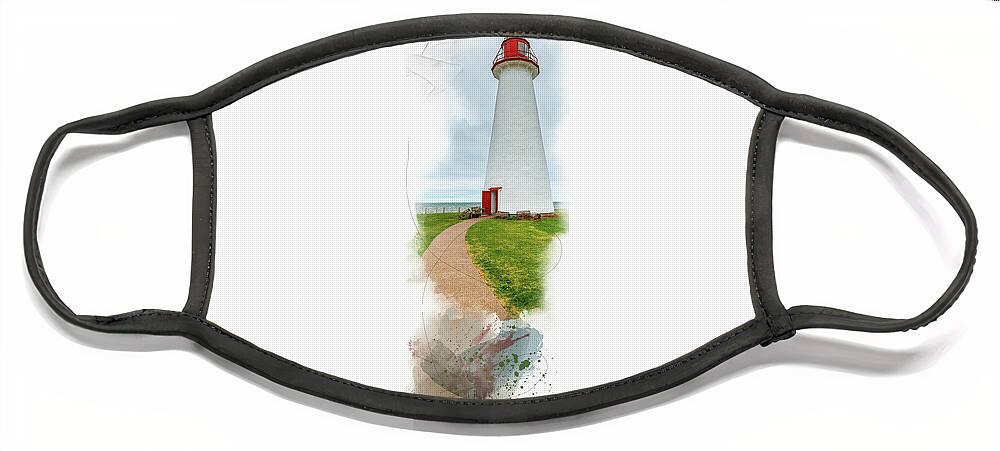 Lighthouse Face Mask featuring the mixed media Standing Tall by Moira Law