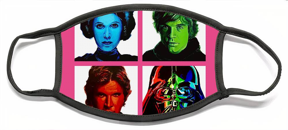 Star Wars Face Mask featuring the painting Star Wars Icons by Joel Tesch