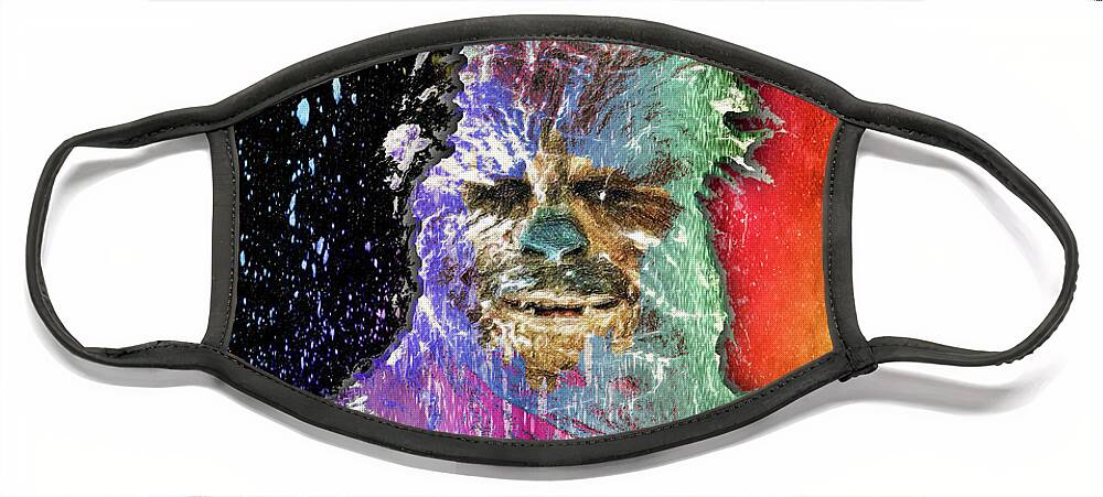 Yoda Face Mask featuring the painting Star Wars Pop Chewbacca by Tony Rubino
