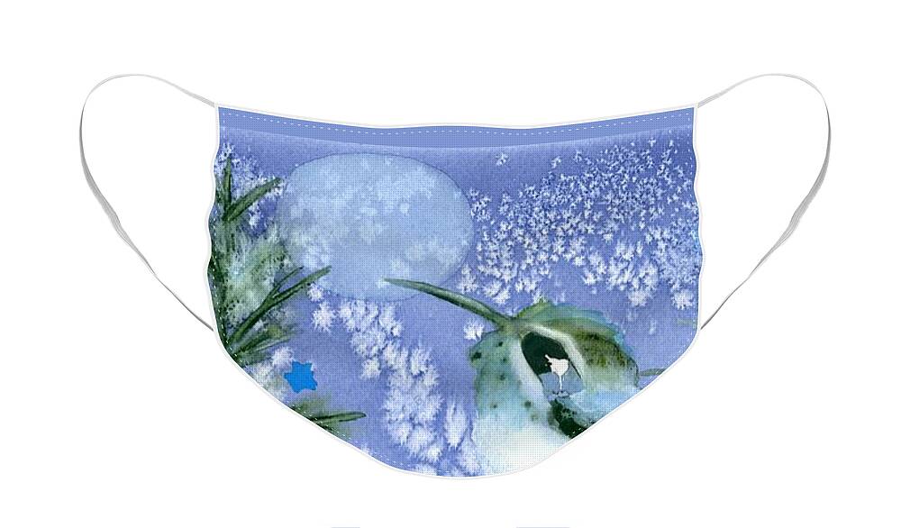 Watercolor Hummingbird Face Mask featuring the painting Stargazing Hummers #3 by Dawn Derman