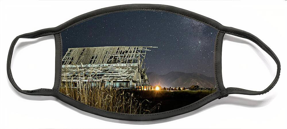 Barn Face Mask featuring the photograph Starry Barn by Wesley Aston