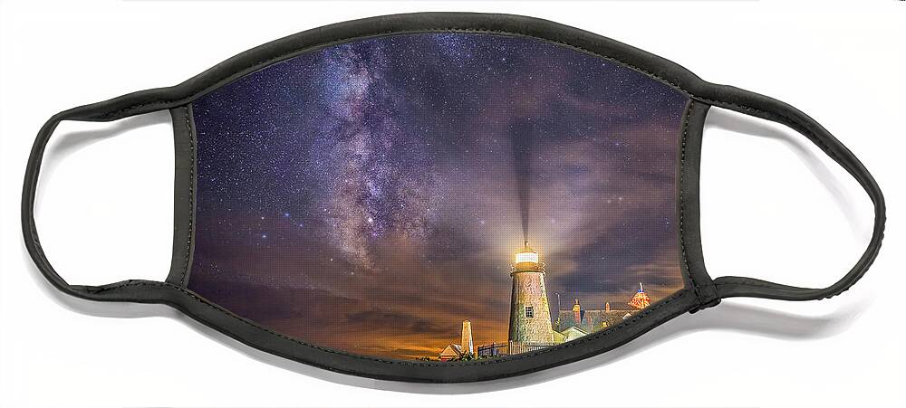 Astro Face Mask featuring the photograph Starry Night at Pemaquid by Mark Papke