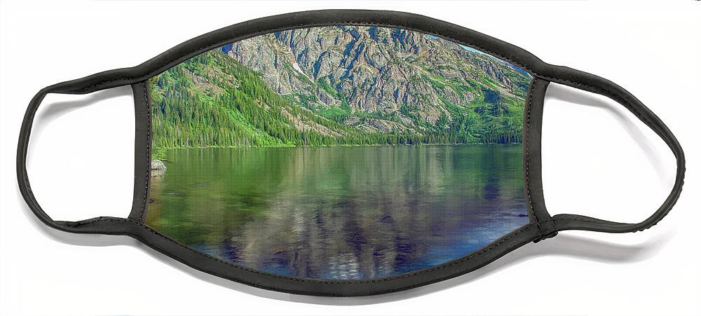 Wyoming Face Mask featuring the photograph Starting the Day at Jenny Lake by Marcy Wielfaert