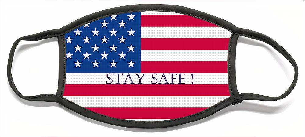 Stay Safe Face Mask featuring the digital art Stay Safe USA by Terri Waters