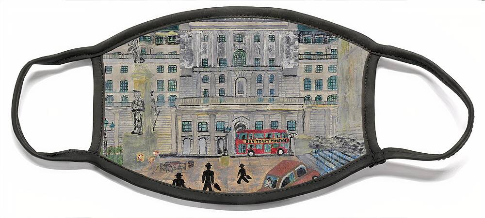 London Face Mask featuring the painting Sterling Disaster by David Westwood