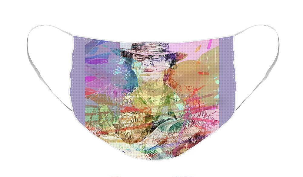 Stevie Ray Vaughan Face Mask featuring the painting Stevie Ray Vaughan Blues by David Lloyd Glover
