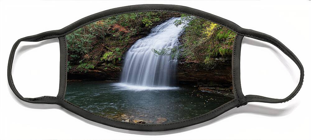 Hike Face Mask featuring the photograph Stinging Fork Falls 24 by Phil Perkins