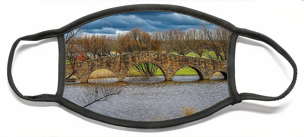 Capability Brown Face Mask featuring the photograph Stone bridge at Mona, Braidwood by Fran Woods