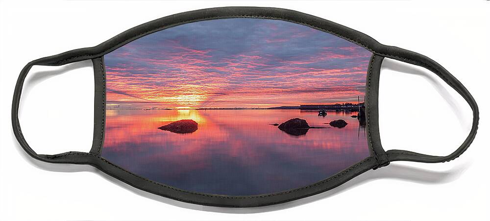 Sunrise Face Mask featuring the photograph Stones on the Shore by William Bretton
