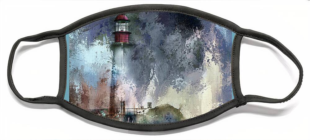 Lighthouse Face Mask featuring the photograph Storm At Point Atkinson Lighthouse by Theresa Tahara