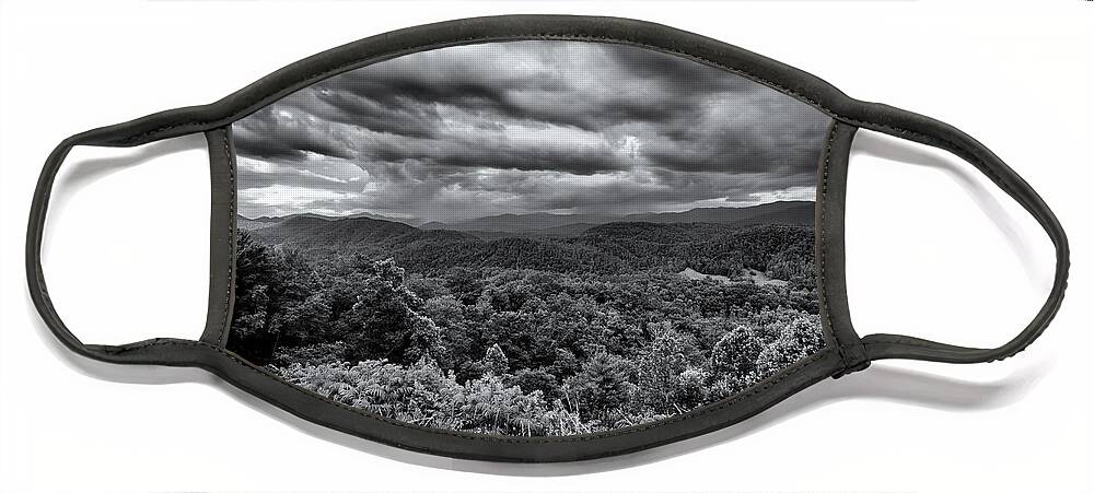 Monotone Face Mask featuring the photograph Storm Clouds Over Mountains 2 by Phil Perkins