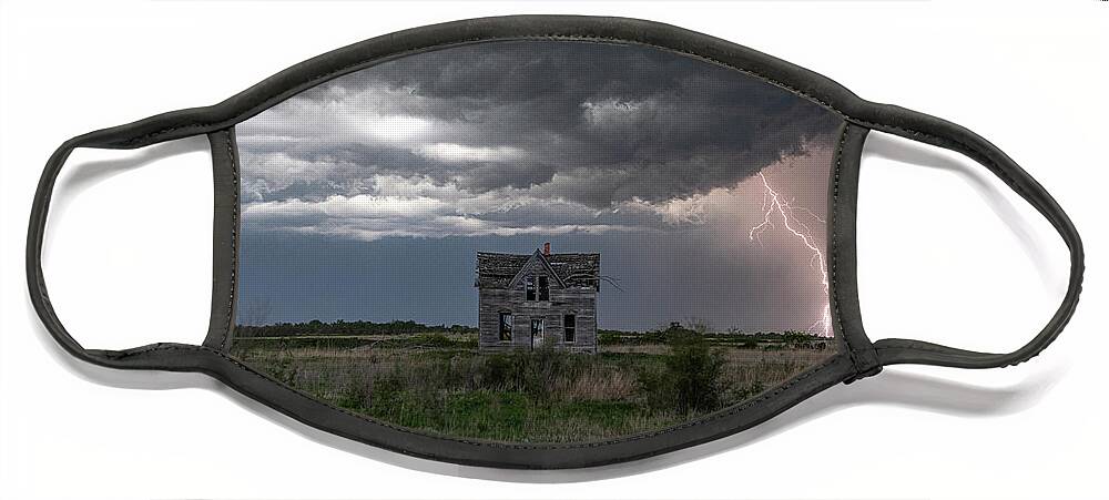 Farmhouse Face Mask featuring the photograph Storm on the Prairie by Marcus Hustedde