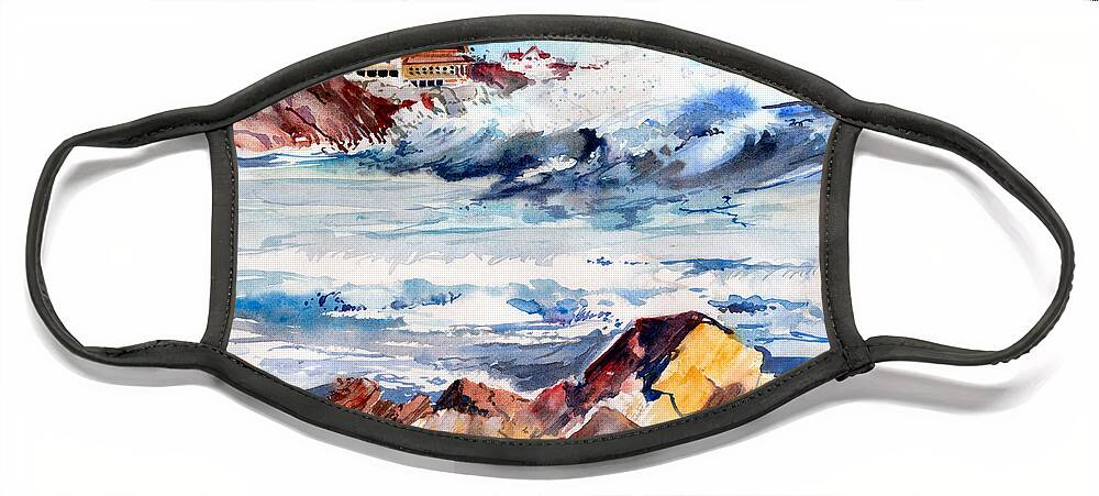 Visco Face Mask featuring the painting Storm Waves by P Anthony Visco