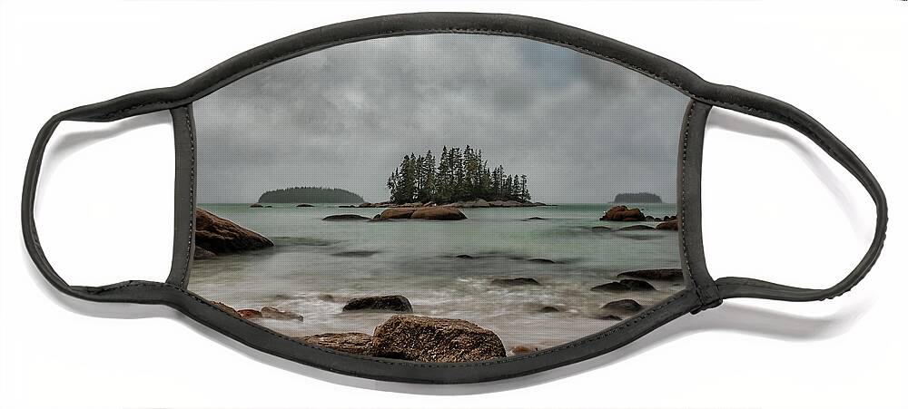 Water Face Mask featuring the photograph Stormy Beach by Erika Fawcett