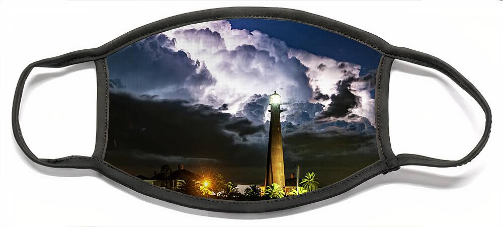 Bolivar Lighthouse Face Mask featuring the photograph Stormy Lighthouse by Jerry Connally