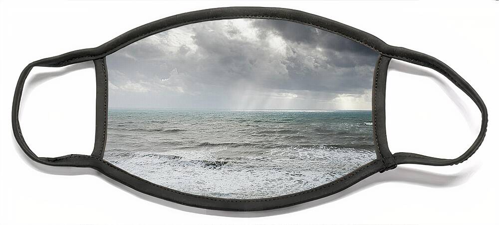 Stormy Sea Face Mask featuring the photograph Stormy sea and dramatic sky by Michalakis Ppalis