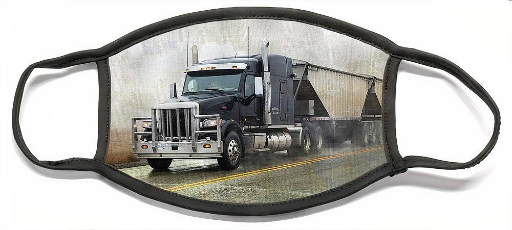 Trucks Face Mask featuring the digital art Stormy Weather Peterbilt by Theresa Tahara