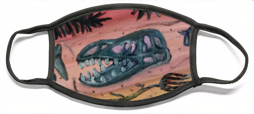 Geology Face Mask featuring the painting Stratigraphy by Andrew Blitman
