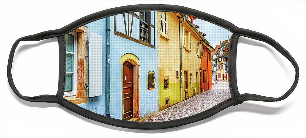 Alsace Face Mask featuring the photograph Street of Alsace, Colmar by Stefano Orazzini
