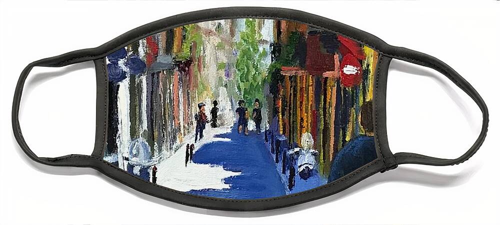 Street Scene Face Mask featuring the painting Street Scene by Lisa Marie Smith