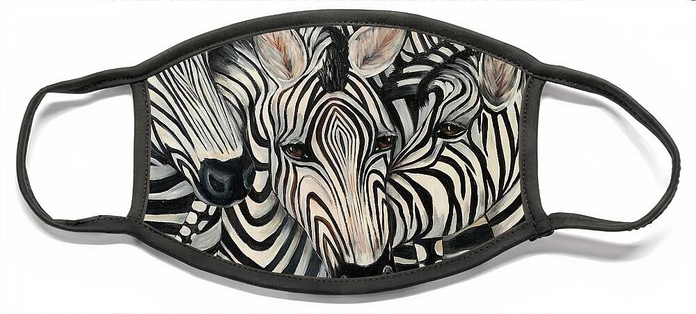 Zebras Face Mask featuring the painting Stripes by Barbara Landry