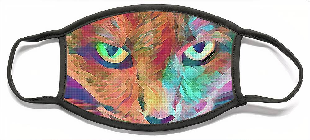 Cat Face Mask featuring the photograph Neon Cat 1 by Mary Walchuck