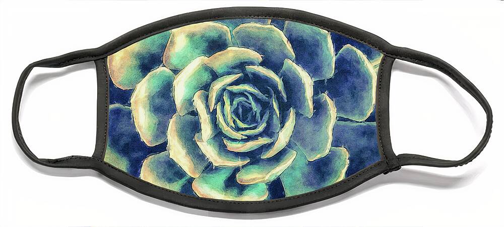 Succulent Face Mask featuring the digital art Succulent Plant by Phil Perkins